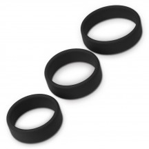 Набор из 3 плоских эрекционных колец Power Plus Soft Silicone Pro Ring черного цвета